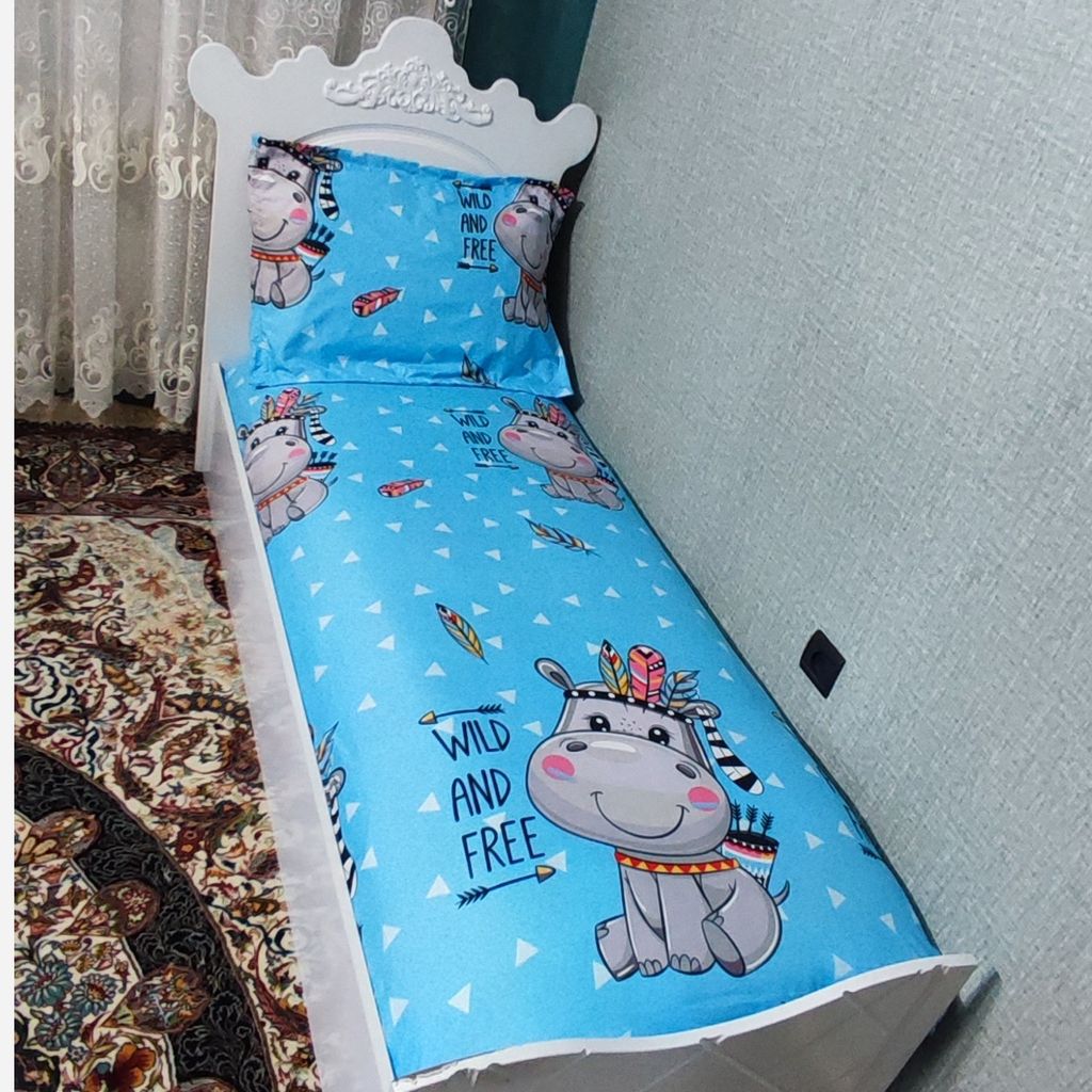 خرید آنلاین روتختی نیم ست ملحفه تخت یکنفره عروسکی اسب ابی سرخ پوستی