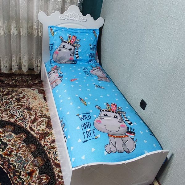 روتختی نیم ست ملحفه تخت یکنفره عروسکی اسب ابی سرخ پوستی