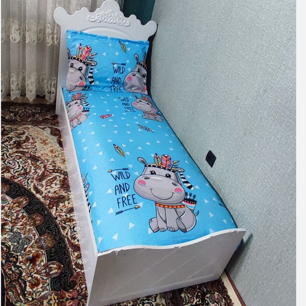 فروش اینترنتی روتختی نیم ست ملحفه تخت یکنفره عروسکی اسب ابی سرخ پوستی