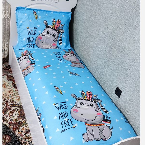 روتختی نیم ست ملحفه تخت یکنفره عروسکی اسب ابی سرخ پوستی