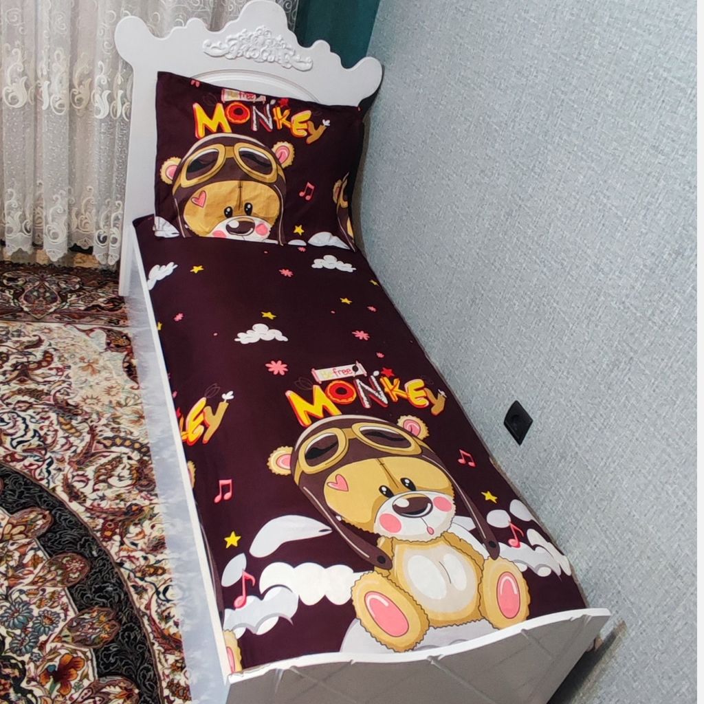 قیمت روتختی نیم ست ملحفه و روبالش طرح خرس خلبان زمینه قهوه ای