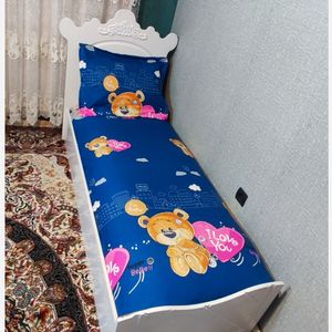 روتختی نیم ست ملافه کشدوزی و روبالشی عروسکی طرح خرس قلبی لاو