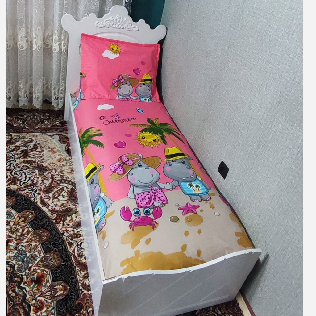 قیمت ملحفه تخت ملافه عروسکی فانتزی اسب ابی زمینه صورتی