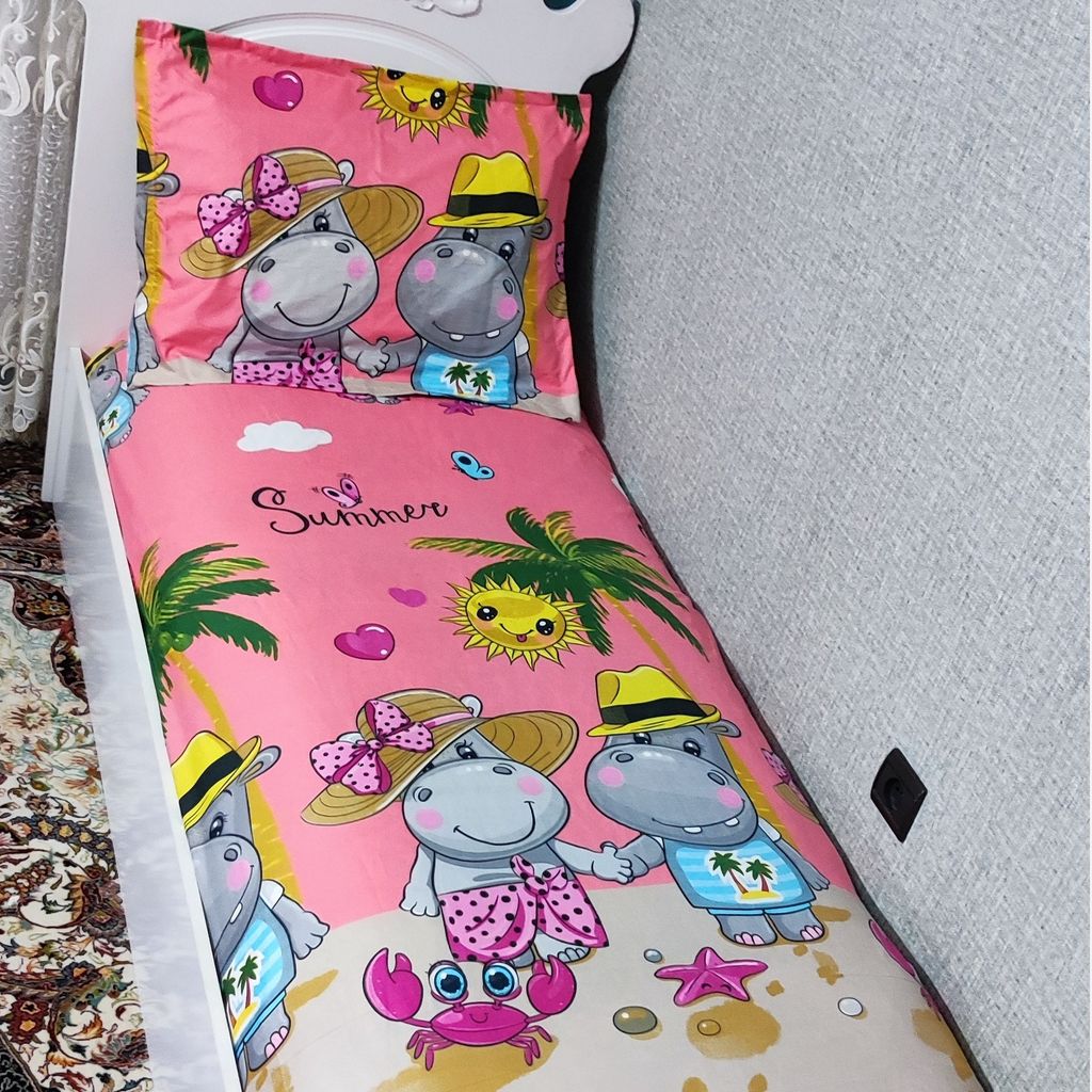 خرید انلاین ملحفه تخت ملافه عروسکی فانتزی اسب ابی زمینه صورتی