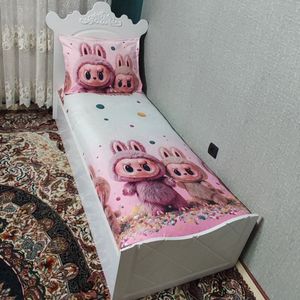 خرید اینترنتی سرویس نیم ست روتختی تخت یکنفره عروسکی فانتزی طرح لبوبو