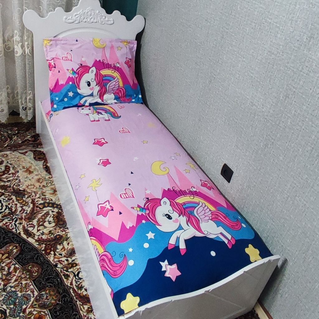 قیمت سرویس نیم ست روتختی تخت یکنفره عروسکی فانتزی طرح اسب شاخ دار 