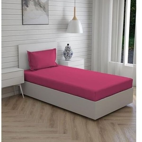 روتختی ساده صورتی پارچه ساده ملحفه کشدار تخت یکنفره