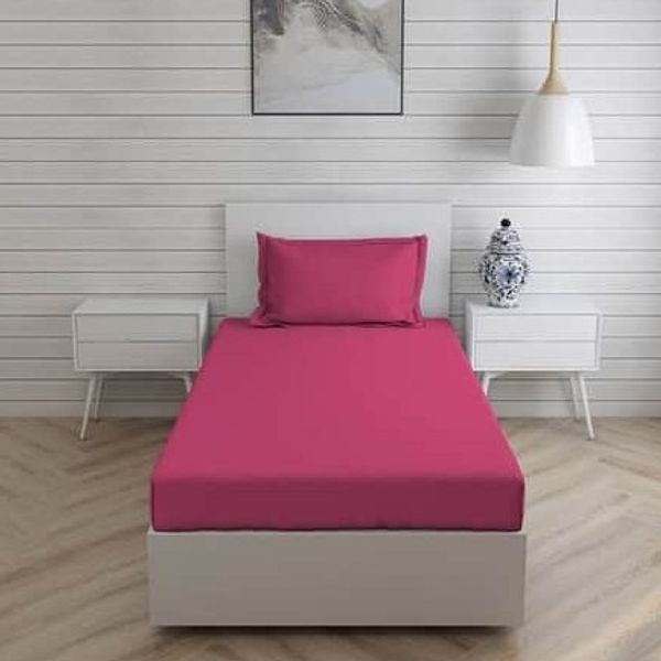 روتختی ساده صورتی پارچه ساده ملحفه کشدار تخت یکنفره