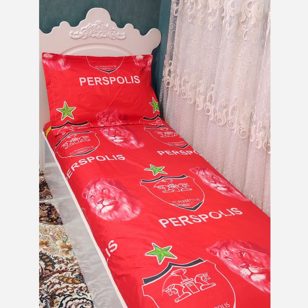 فروش اینترنتی روتختی پرسپولیس ملحفه کشدار تشک تخت یکنفره طرح پرسپولیس