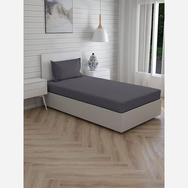 روتختی ساده ملحفه ساده تخت یک نفره طوسی ذغالی