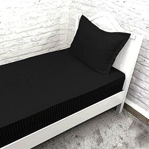 ملحفه تشک تخت یکنفره هتلی مشکی راه راه