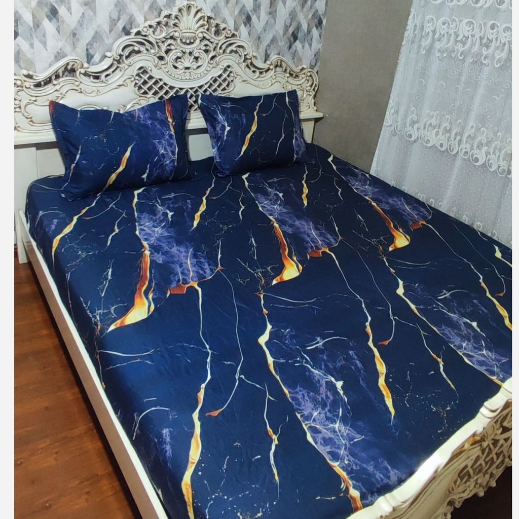 خرید انلاین روتختی دونفره ماربل سورمه ای