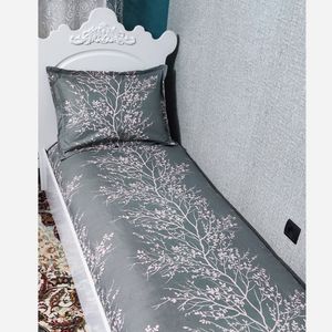 خرید آنلاین ملحفه دورکش تخت یک نفره طوسی صورتی