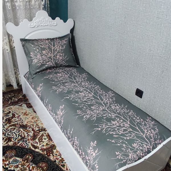 ملحفه دورکش تخت یک نفره طوسی صورتی