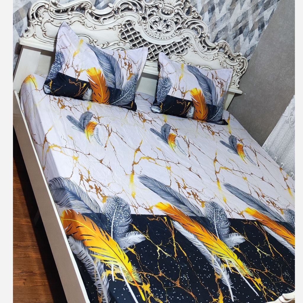 خرید آنلاین ملحفه تشک تخت دونفره  عرض 180 و عرض 160 طرح ماربل پردار