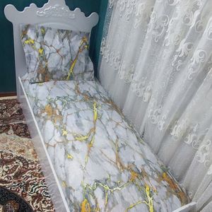 ملحفه کشدار یکنفره ماربل سفید