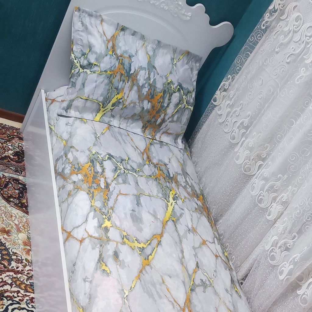 خرید آنلاین ملحفه کشدار یکنفره ماربل سفید 