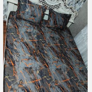 قیمت ارزان روتختی ملحفه کشدار  و رو بالش سنگی  ماربل دونفره