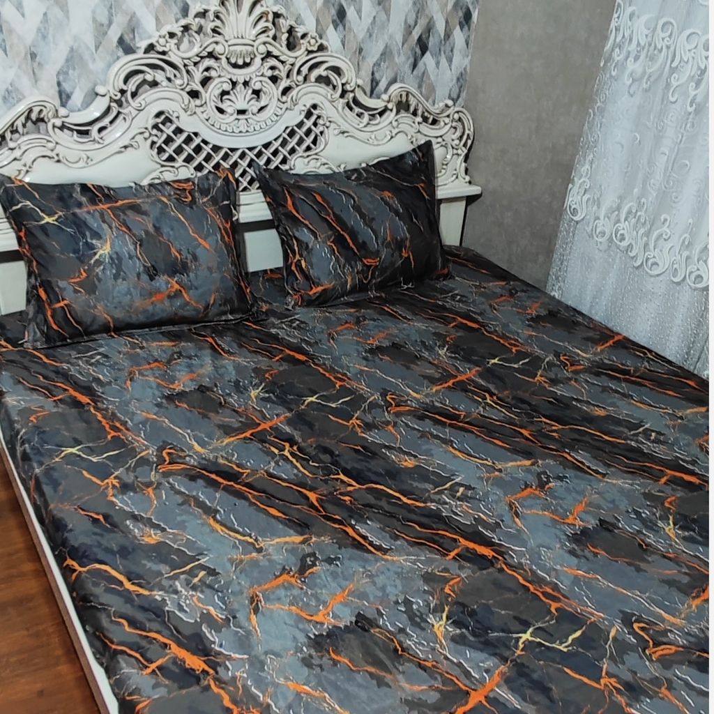 قیمت روتختی ملحفه کشدار  و رو بالش سنگی  ماربل دونفره