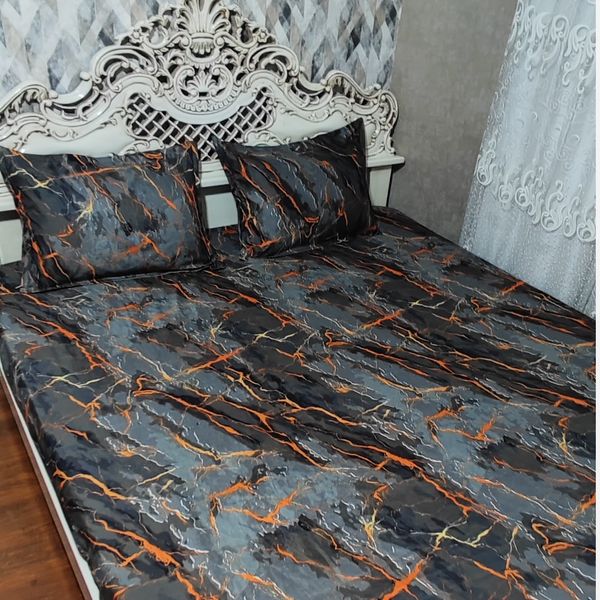 روتختی ملحفه کشدار  و رو بالش سنگی  ماربل دونفره