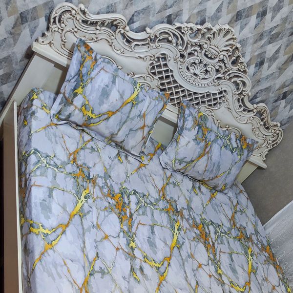 نیم ست روتختی کشدار دونفره طرح مرمر سفید طلایی