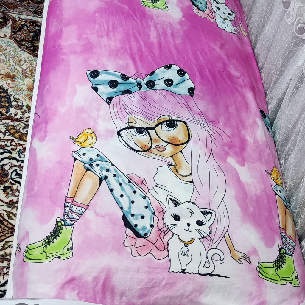 قیمت ملحفه کشدوزی تخت تک نفره طرح دخترانه صورتی