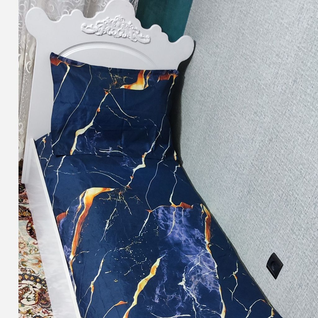 فروش اینترنتی نیم ست روتختی دوتیکه یکنفره ماربل سورمه ای