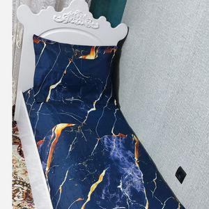 فروش اینترنتی نیم ست روتختی دوتیکه یکنفره ماربل سورمه ای