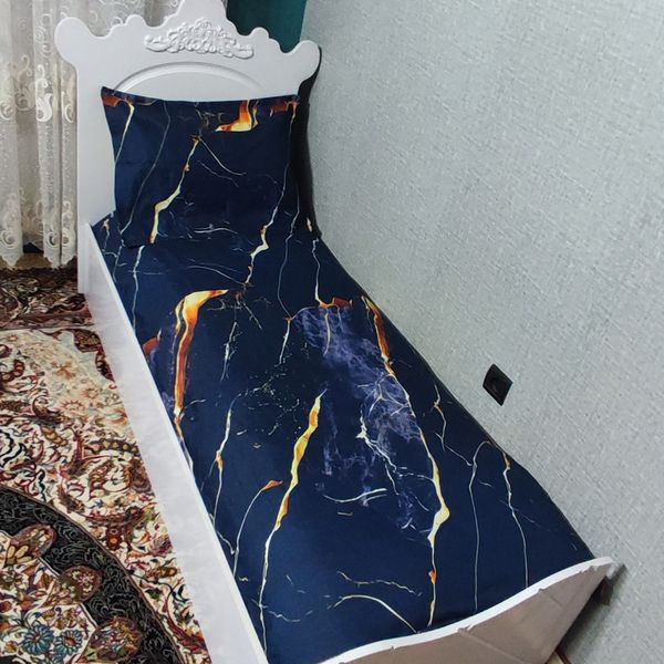 نیم ست روتختی دوتیکه یکنفره ماربل سورمه ای