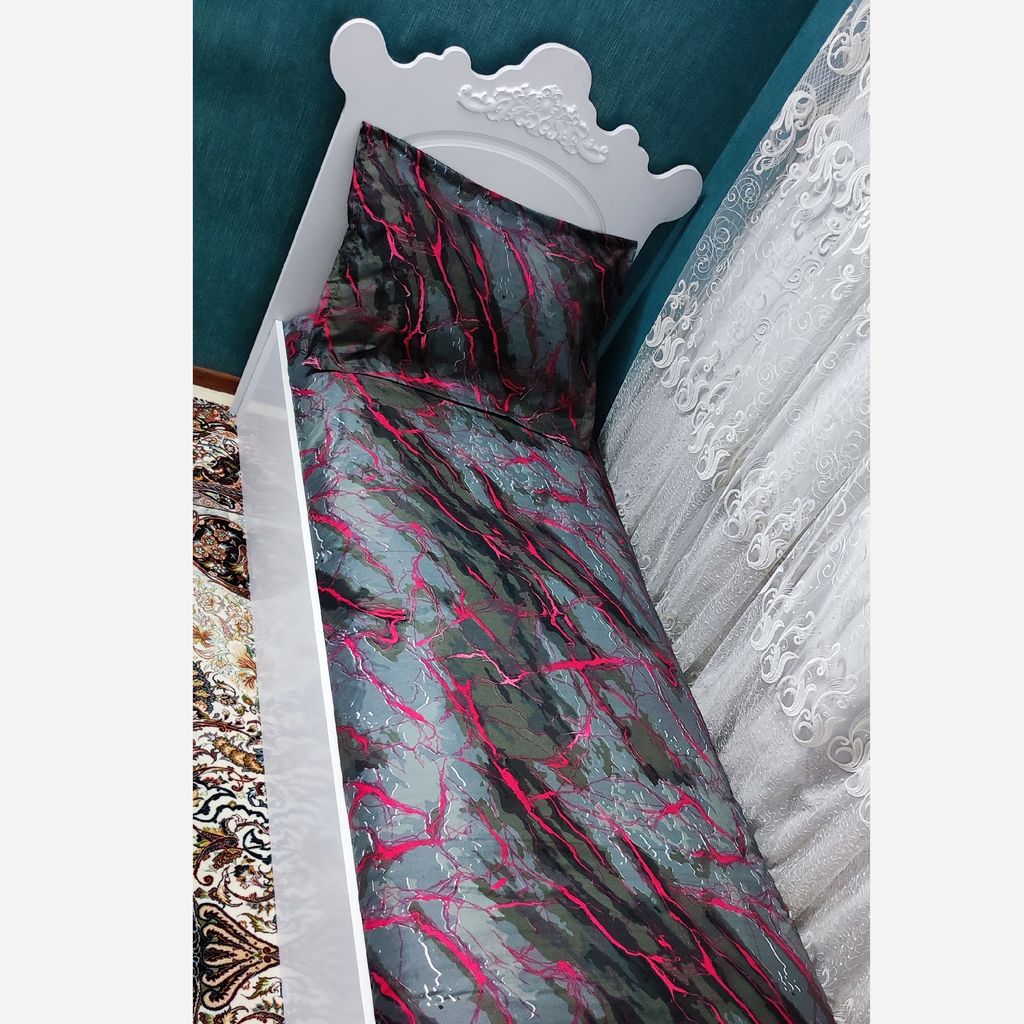 خرید انلاین روتختی نیم ست ماربل زرشکی یک نفره