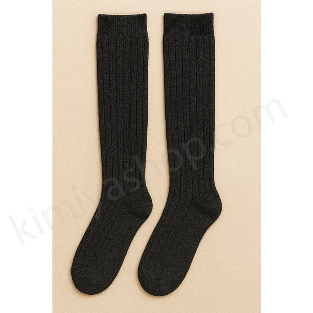 خرید آنلاین جوراب پشمی زنانه زیر زانو رنگ مشکی – برند کوکو هانا (Coco & Hana)