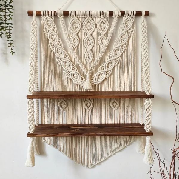 شلف کاربردی دو طبقه مکرومه بافی مدل صدف