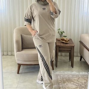 ست تیشرت وشلوار بگ توار دوزی ادیداس