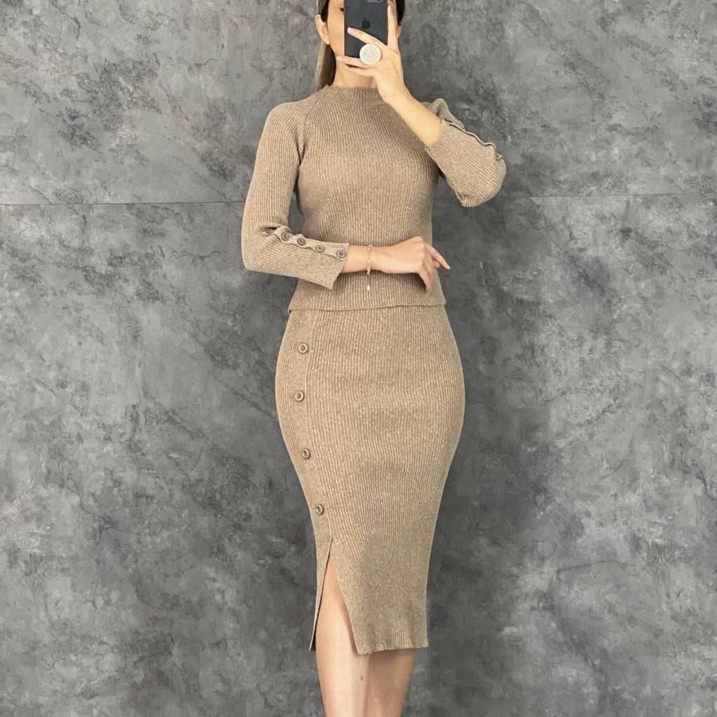 خرید آنلاین بلوز دامن آستین دکمه