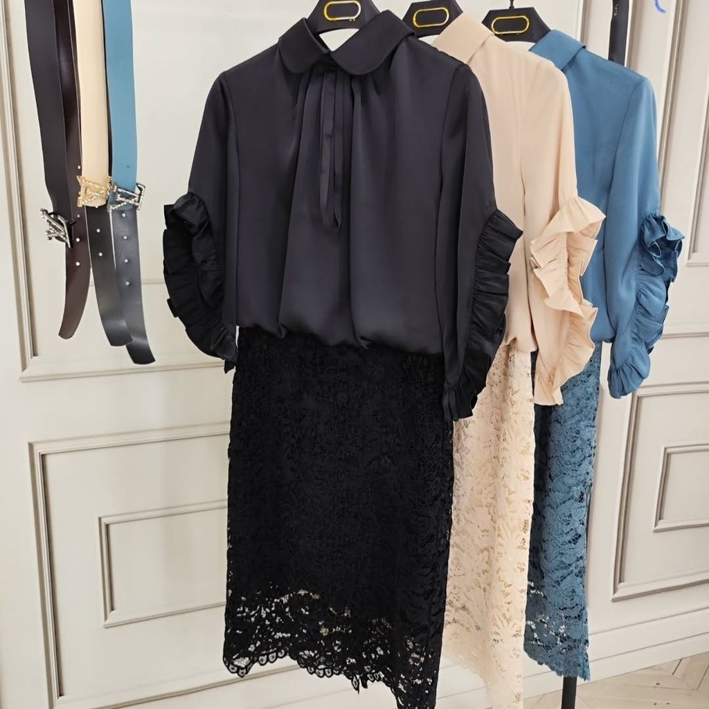 خرید آنلاین پیراهن مزونی مجلسی همراه کمربند