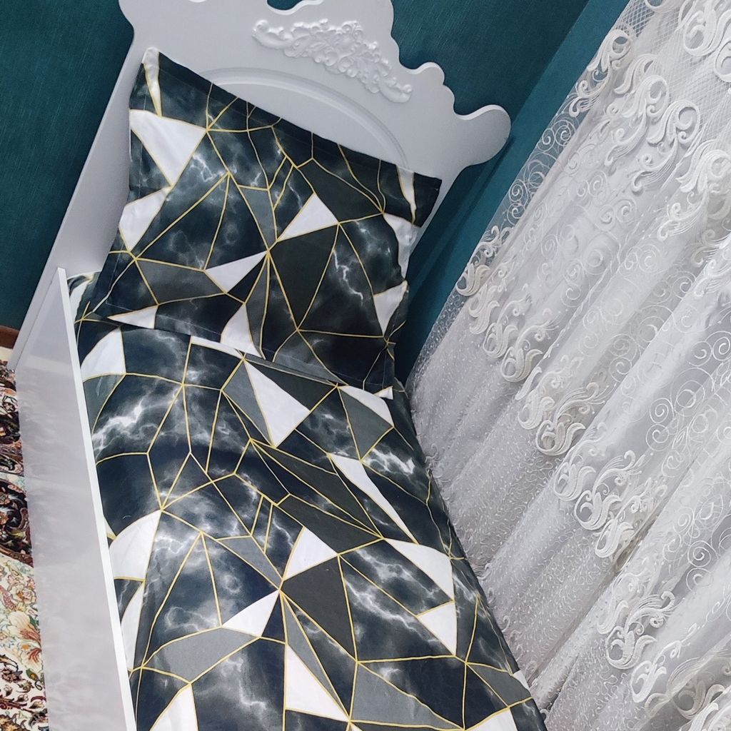 خرید انلاین ملافه تشک تخت یکنفره طرح اینه ای مثلثی