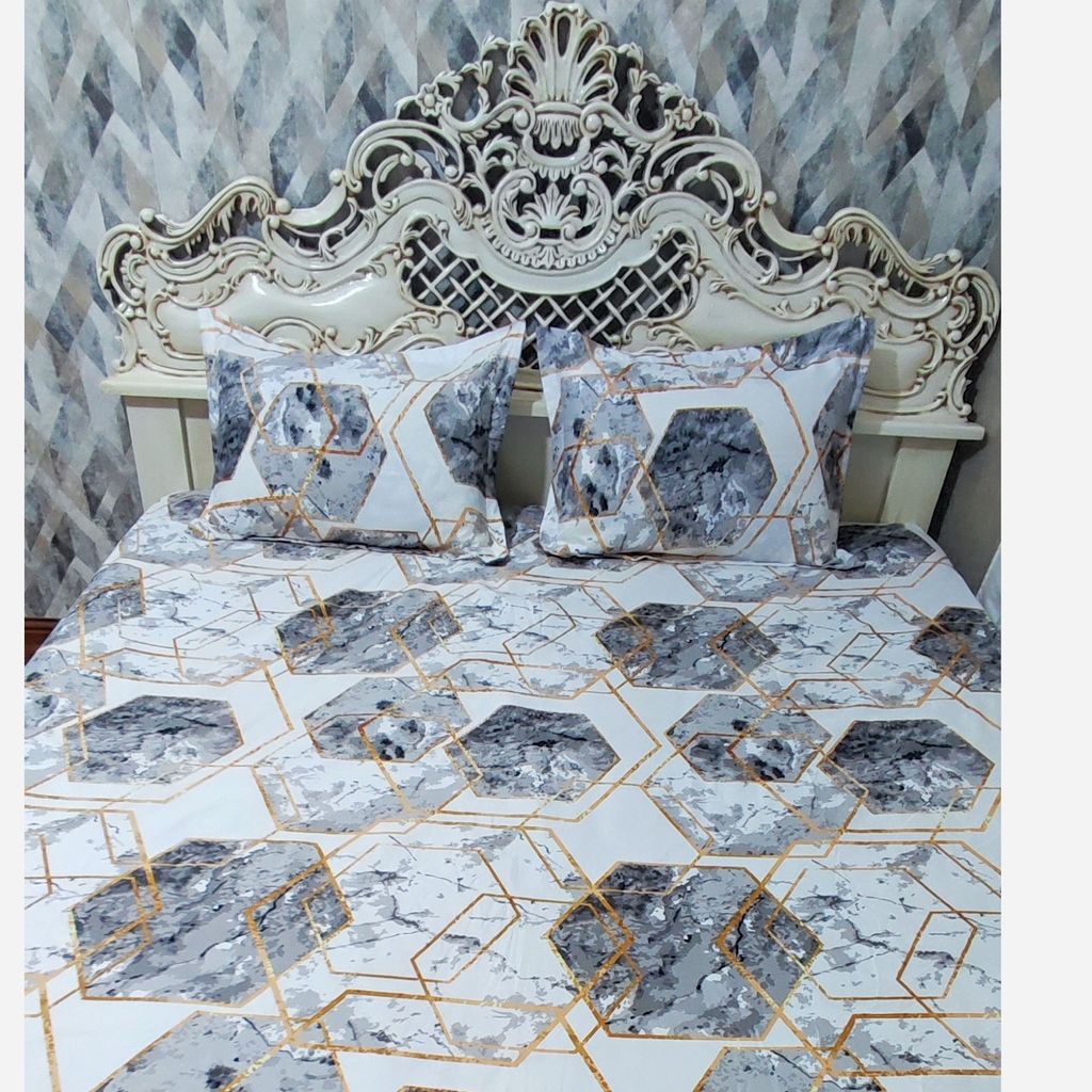 خرید اینترنتی ملحفه دورتادور کشدوزی شده تخت دونفره 6ضلعی