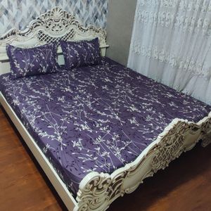 روتختی دونفره ملحفه دورکش ماربل تیره