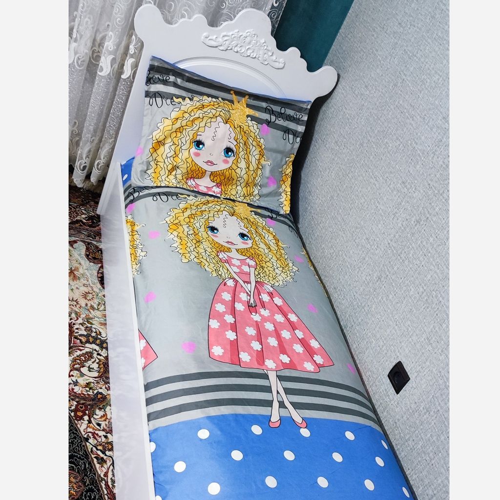 قیمت ارزان ست 2تکه ملحفه کشدار عروسکی دخترانه موفرفری توپ توپی