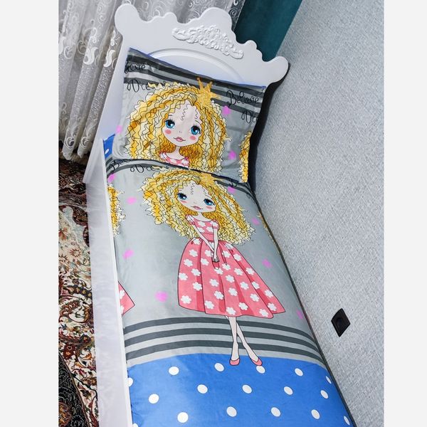 ست 2تکه ملحفه کشدار عروسکی دخترانه موفرفری توپ توپی