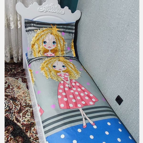 ست 2تکه ملحفه کشدار عروسکی دخترانه موفرفری توپ توپی