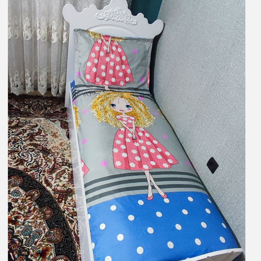 قیمت ارزان ست 2تکه ملحفه کشدار عروسکی دخترانه موفرفری توپ توپی