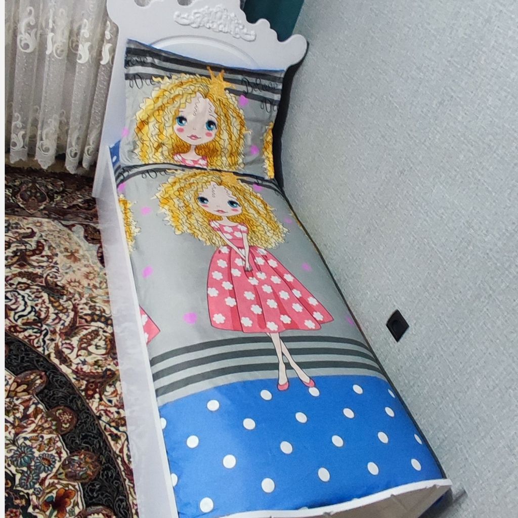 مشخصات ست 2تکه ملحفه کشدار عروسکی دخترانه موفرفری توپ توپی