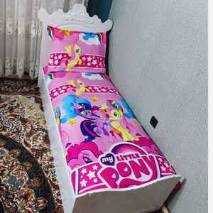 خرید اینترنتی نیم ست دوتکه ملحفه عروسکی تخت تک نفره طرح پونی کوچولو