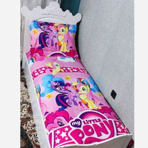 نیم ست دوتکه ملحفه عروسکی تخت تک نفره طرح پونی کوچولو