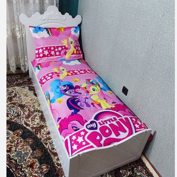 نیم ست دوتکه ملحفه عروسکی تخت تک نفره طرح پونی کوچولو