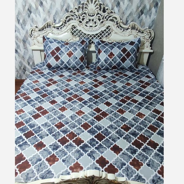 نیم ست روتختی دونفره  دورتادور کشدوزی شده لوزی