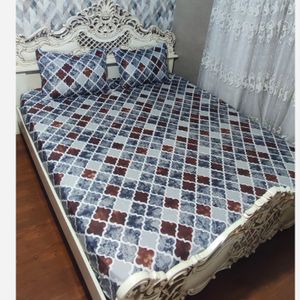 نیم ست روتختی دونفره  دورتادور کشدوزی شده لوزی