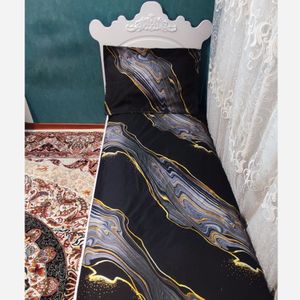 خرید اینترنتی روتختی دورکشدوزی شده سنگی مشکی جدید یک نفره