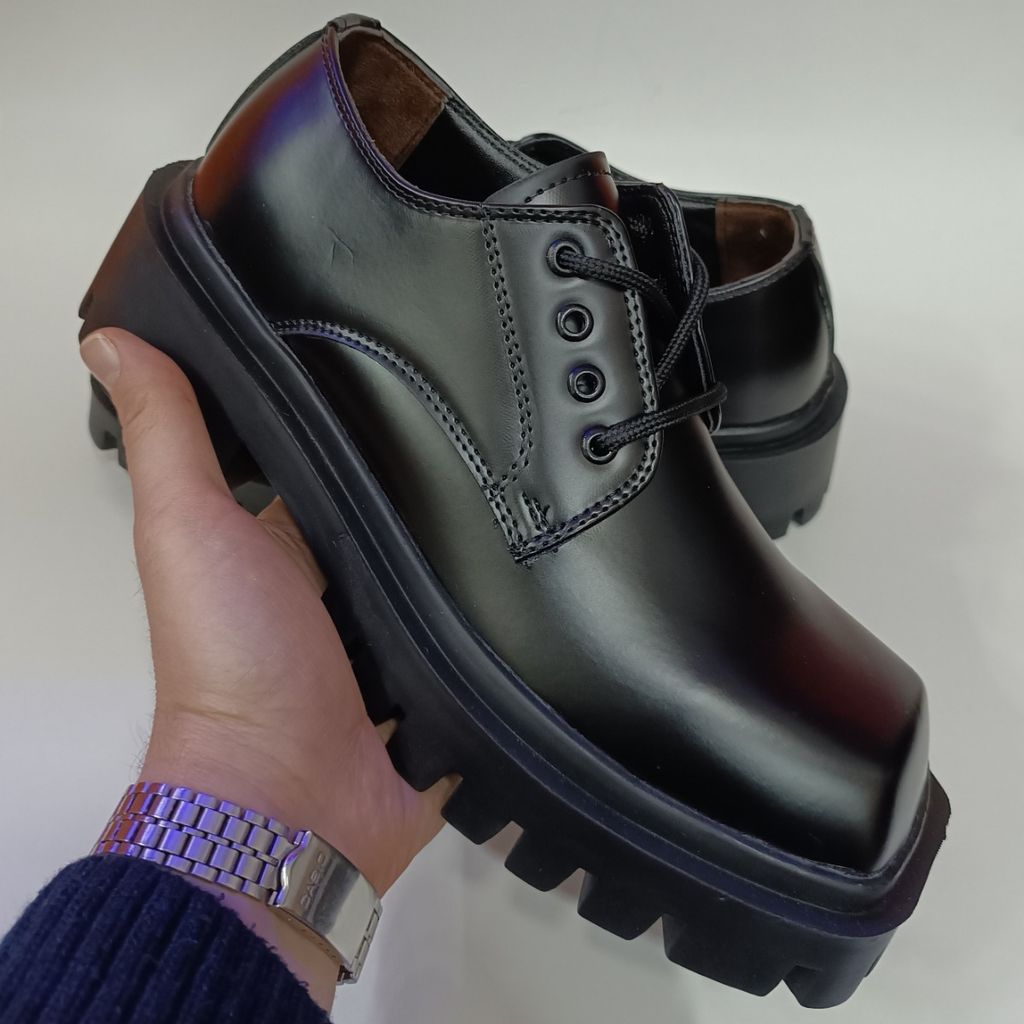 قیمت ارزان کتونی کالج مردانه لوفر برت پنجه مربع ورنی مات کیفیت بالا